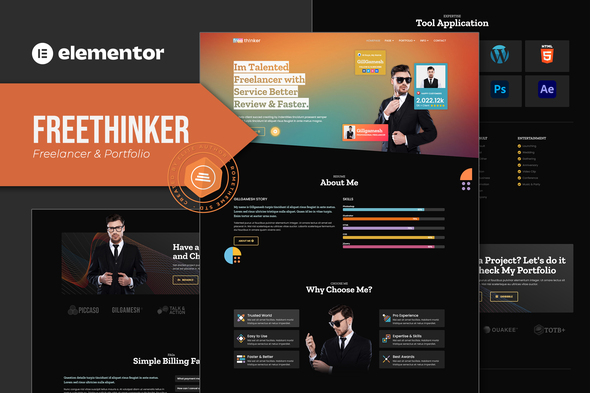 Freethinker – Freelancer- und Portfolio-Elementor-Vorlagen-Kit